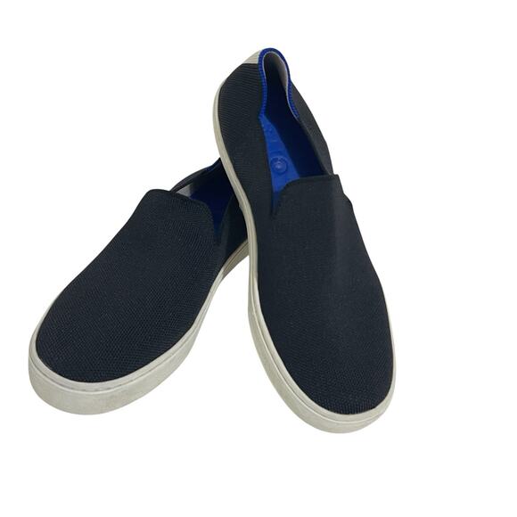 Rothy's The Original Slip On Sneaker Size 9 Black Blue Ankle Stripe Washable - Picture 16 of 16